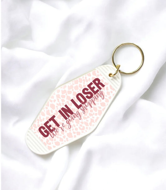 Slogan motel keyring (multiple designs) - please state colour in notes.