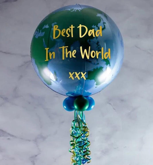 Globe balloon - text changed to suit