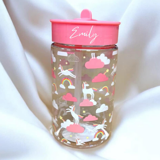 Personalised Unicorn Bottle With Flip Spout