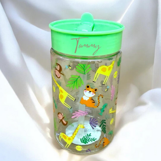 Personalised Jungle Bottle With Flip Spout