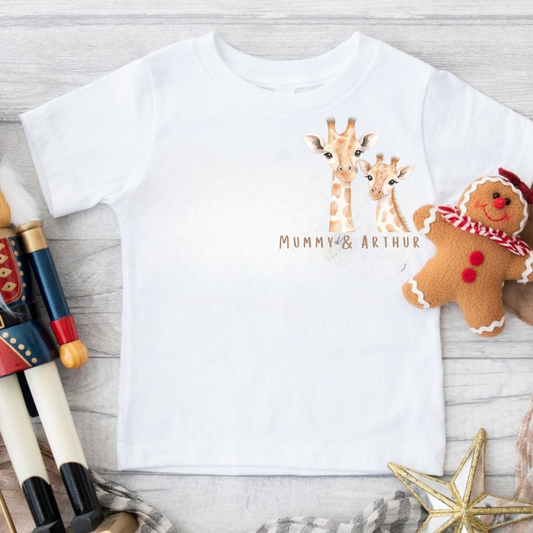 Mummy & Me Personalised Giraffe T-shirt