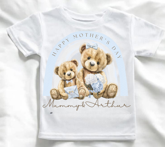 Mummy Bear & Me Personalise Tshirt - Blue