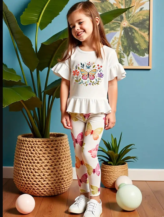 Butterfly print leggings set