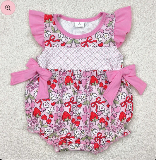Strawberry & bows rompers