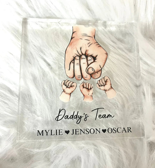 Daddy’s team personalised freestanding acrylic block