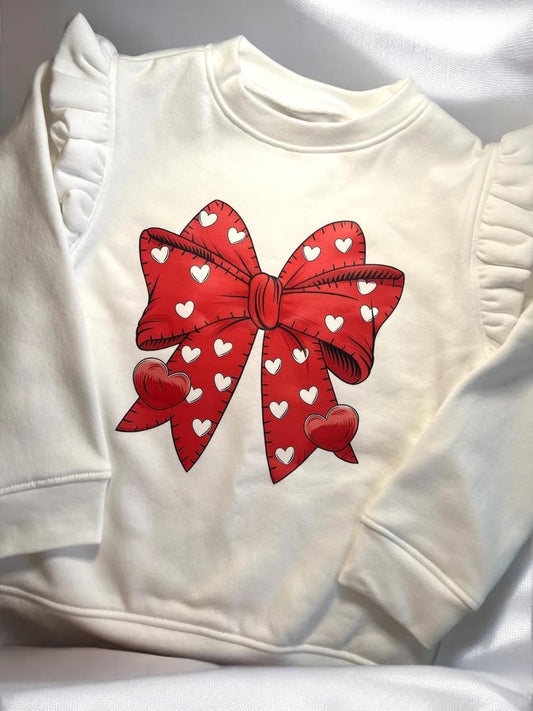 Valentines bow frilled  jumper