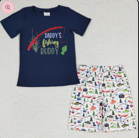 Daddy’s fishing buddy shorts set