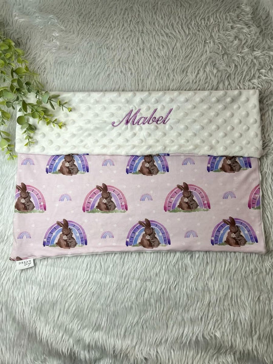 Little bunny embroidered popcorn blanket