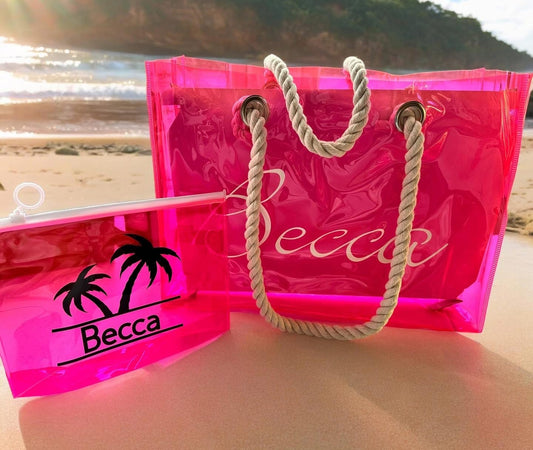 Large rope PVC personalised bag & zip lock pouch