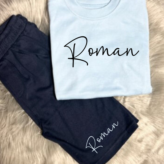 Navy Personalised Tshirt & Shorts Set