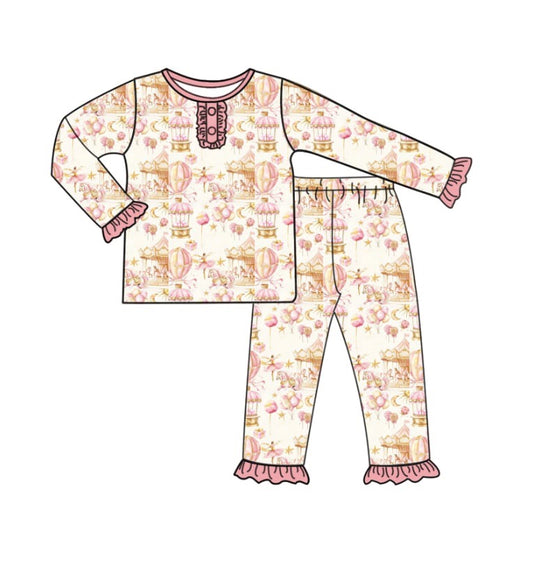 Carousel printed frilled pyjamas