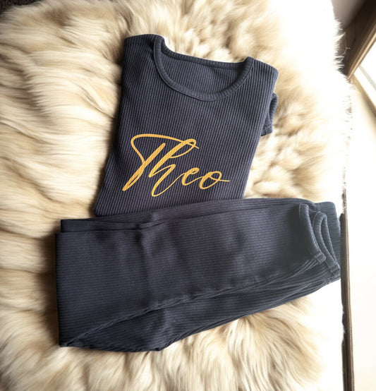 Navy personalised ribbed loungeset
