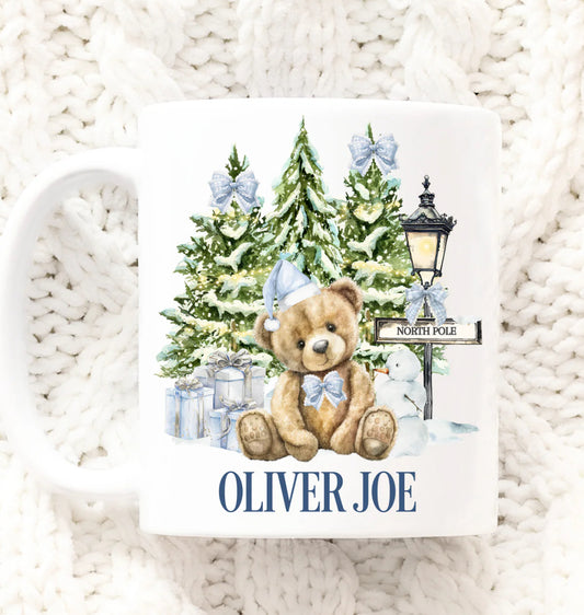 Little bear Christmas mug - blue