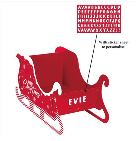Large personalised cardboard present sleigh - PRE ORDER