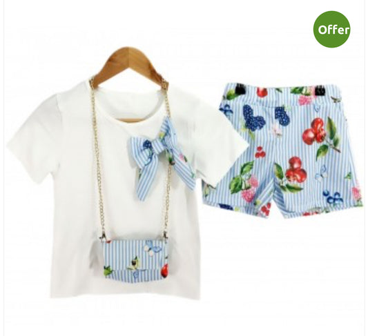 3 pcs bow shorts set