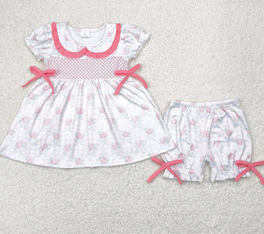 2pcs smocked shorts set