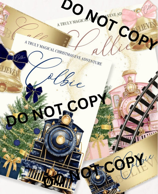 Personalised Christmas story booklet & personalised golden ticket