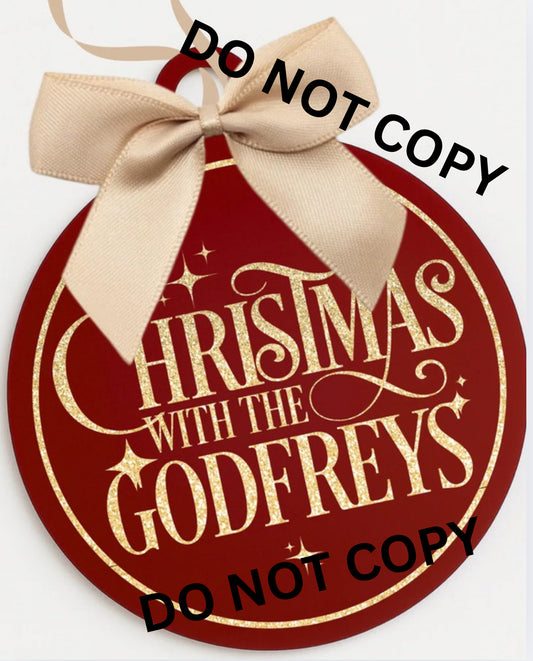 “Christmas with the” personalised glitter acrylic bauble
