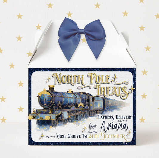 North Pole treats - personalised box - blue