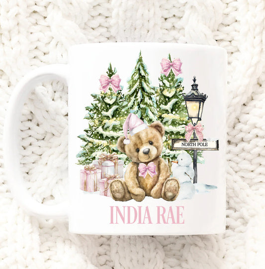 Little bear Christmas mug - pink