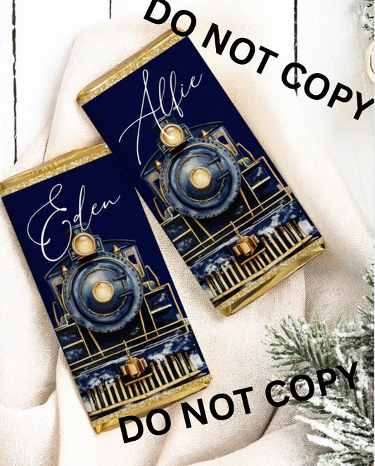 Personalised chocolate bar wrapper (not including chocolate) - navy