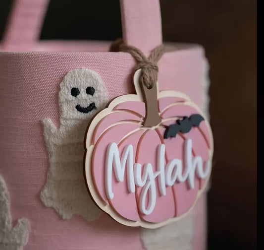 Pink pumpkin boo basket tag