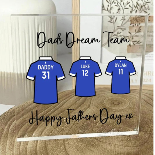 Dads team personalised acrylic block