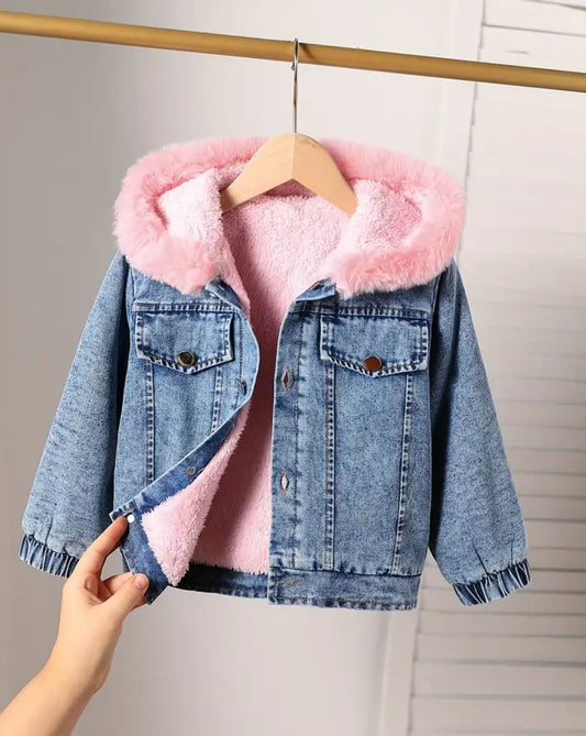 Fleeced lined baby pink Denium jacket