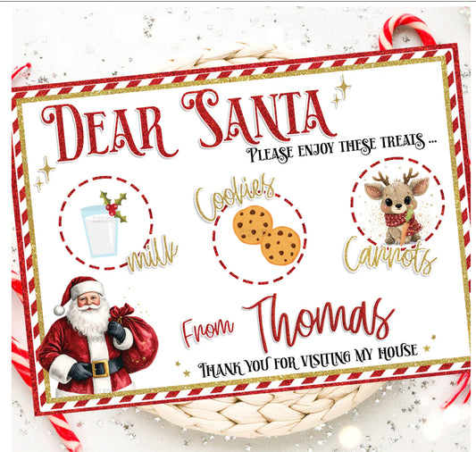 Faux leather personalised Santa board placemat