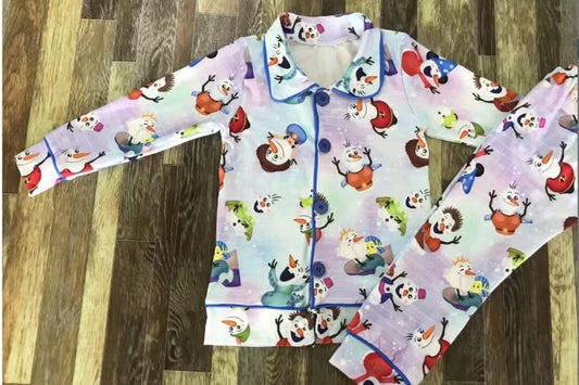 Boy/girl matching snowman pyjamas