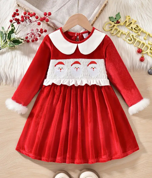 PRE ORDER - smocked velour Christmas dress