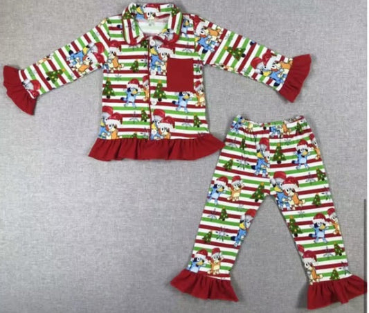 Bluey frilled Christmas pyjamas