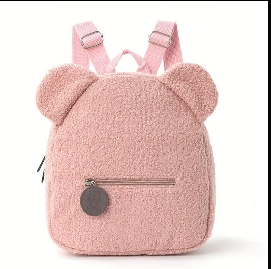 Pink teddy fleeced backpack - personalisation optional