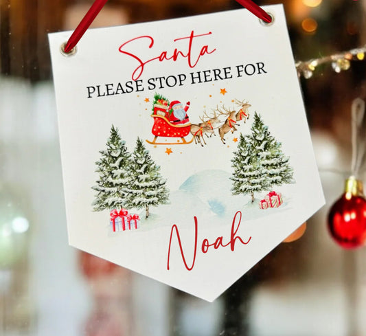 Personalised Santa stop here pendant