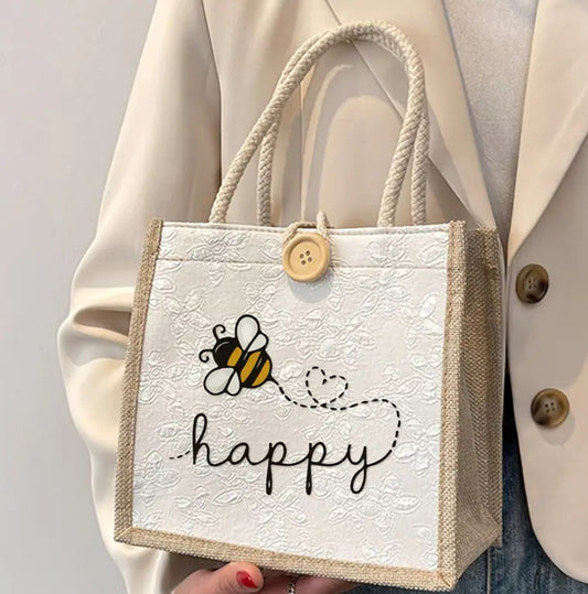 Bee happy tote bag