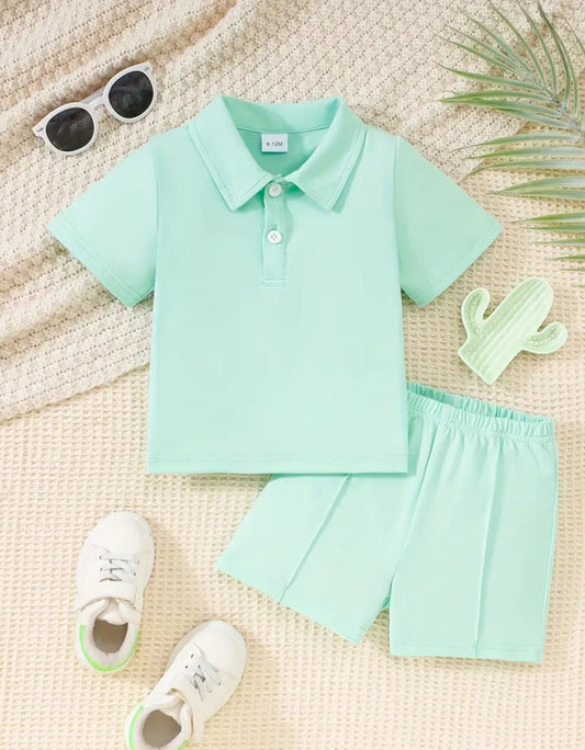 Mint green polo and shorts set