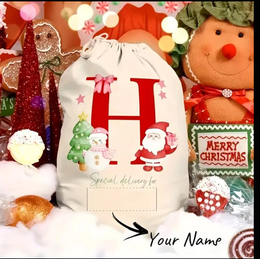 FREEBIE - personalised 30cm x 40cm Santa sack - ONE PER ORDER
