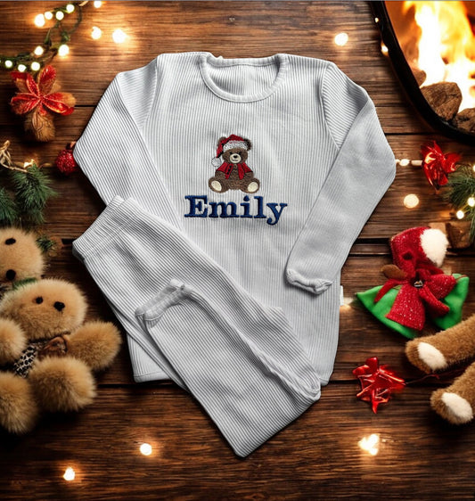 Embroidered Christmas bear lounge set