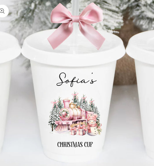 Personalised Christmas cup - pink