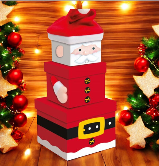 Christmas theme stacking gift boxes -  personalisation included