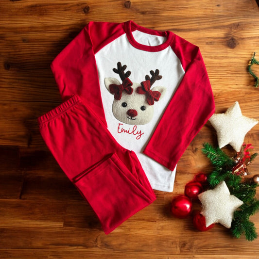 Personalised knitted reindeer pyjamas