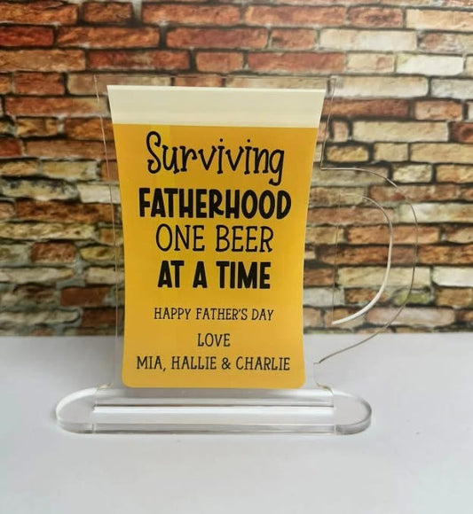 Surviving fatherhood personalised plaque