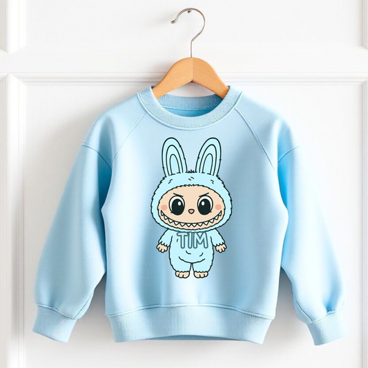 Pastal blue little monsters personalised sweatshirt