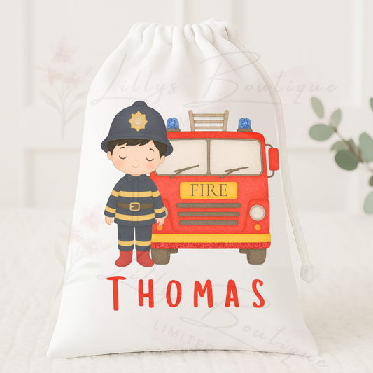 Personalised fireman toy/clothes/storage bag