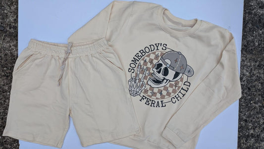 Feral child long sleeved shorts set