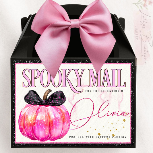 Personalised spooky mail treat box includes sweets