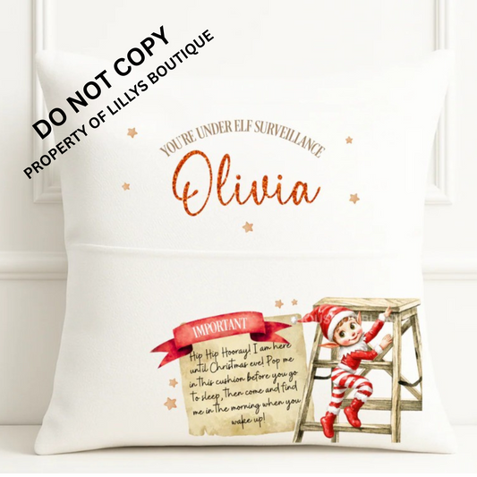 Personalised Elf story book cushion cover