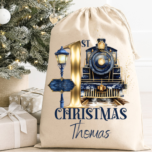 Express train My 1st Christmas personalised sack