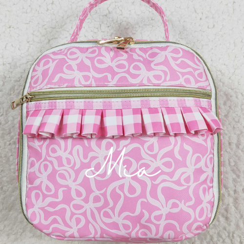 Frilled personalised gingham lunch cooler