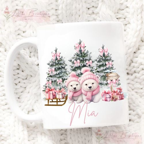 3 Christmas bears personalised mug